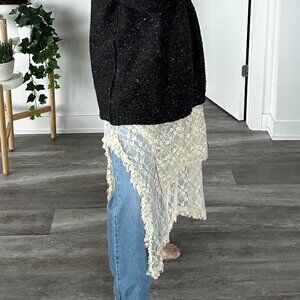 Cream Lace Skirt, Midi, Size M